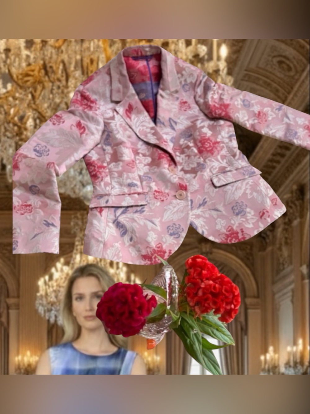Etro Pink & Purple Floral Brocade Blazer